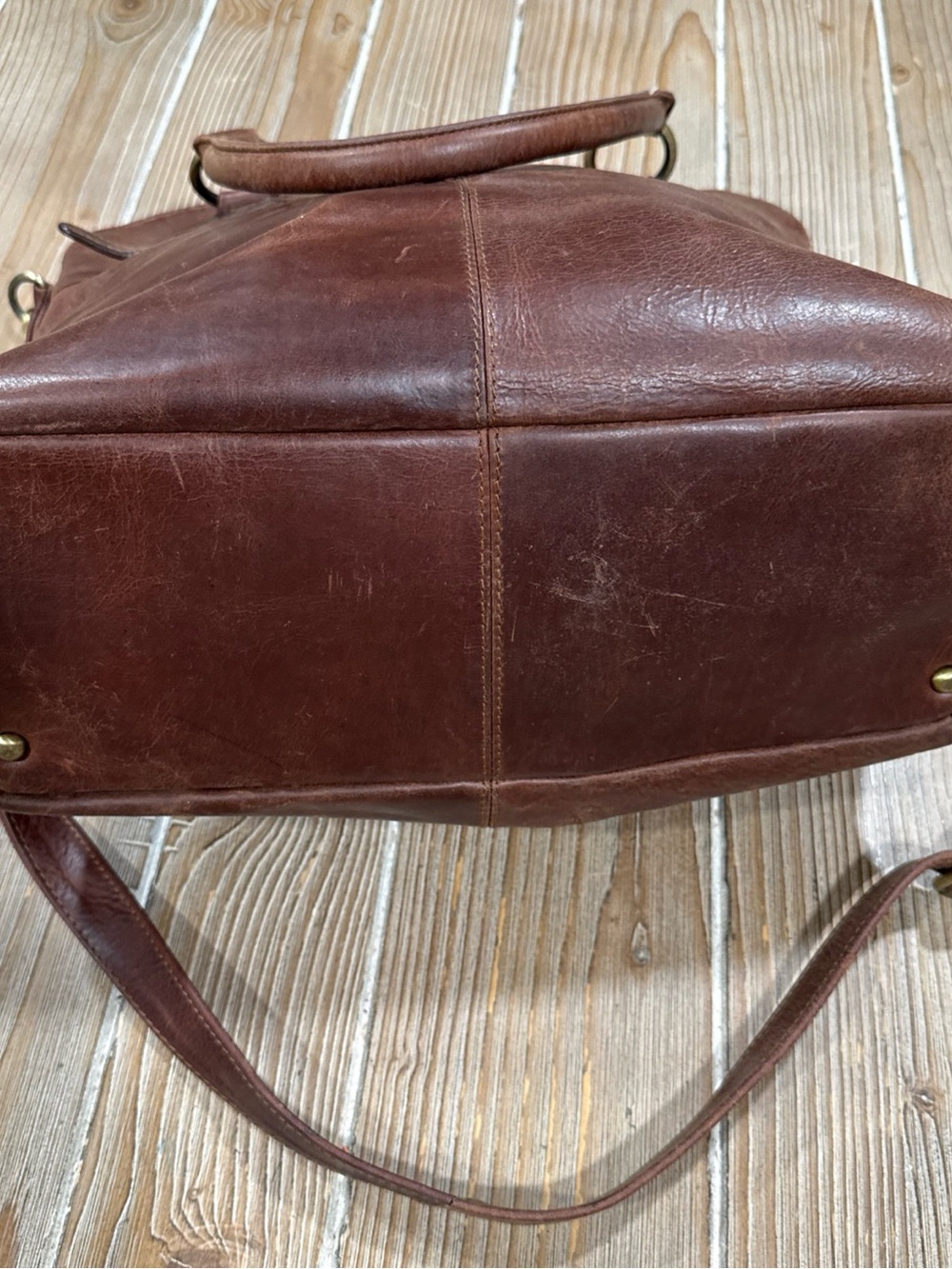 The Leather Store UK Hampton Distressed Brown Leather Tote Crossbody Bag Boho - Picture 10 of 16